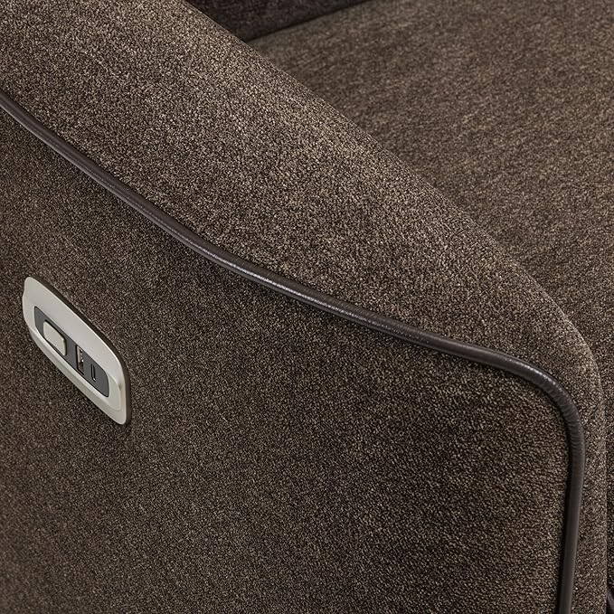 MCombo Swivel Glider Rocker Power Recliner Chair, Electric Swivel Rocker Recliner with USB Charging Ports for Living Room and Nursery, Fabric 6922 (Brown)