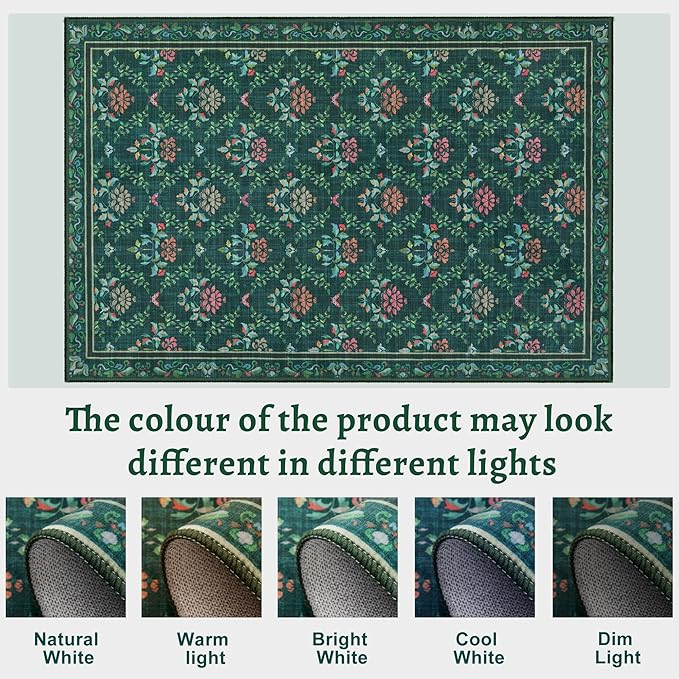 Tangsoo 2x3 Small Washable Entry Rug,Non Slip Moroccan Trellis Green Floral Throw Area Rugs for Entryway,Front Door Mats Indoor Entrance Carpet for Kitchen Office Laundry, Soft Kids & Pets Friendly