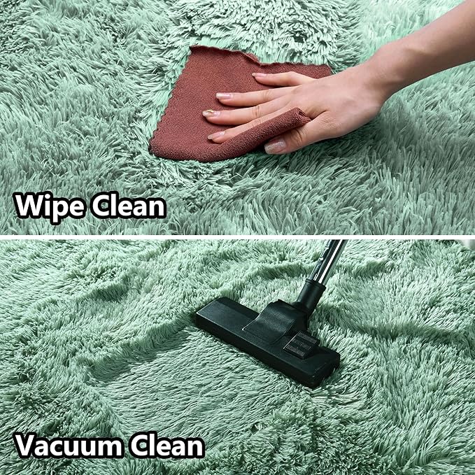 Sage Green Area Rugs 9x12 Living Room - Super Soft Fluffy Rug Non Slip Large 9 by 12 Area Rug for Bedroom Washable