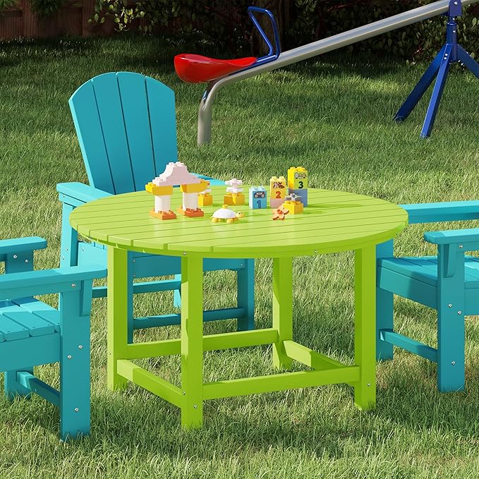 Costaelm Kids Dinner Table, Toddler Play Desk Student Desk Outdoor Childrens Picnic Tables for Children Arts & Crafts, Snack Time, Multi-Activity Table for Ages 2-8 in Home/Outside, Lime