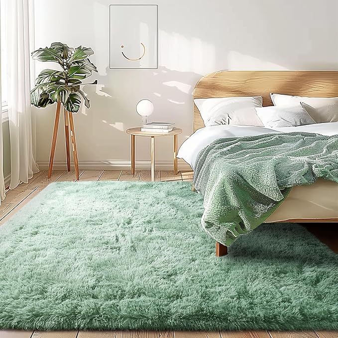 Sage Rug Collection - 6 x 9' Non-Slip Height Pile 1.4" Plush Rug Rubber Backing - Throw Rugs Carpet for Bedroom