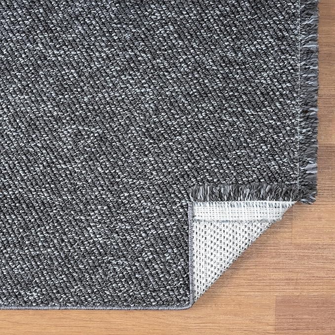 LUXE WEAVERS Solid Machine Woven Smoke 4x6 Area Rug, Indoor Stain-Resistant Carpet