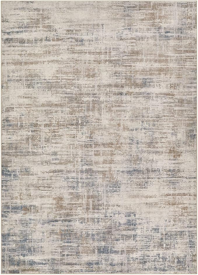 Area Rug for Living Room: 10x14 Washable Neutral Abstract Modern Soft Rugs Non Slip Indoor Floor Stain Resistant Large Carpet for Bedroom Dining Room Office Nursery - Brown