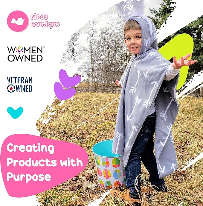 Birdy Boutique Car Seat Poncho for Kids – Safe to Use Over Seat Belts – Reversible Warm and Cozy Blanket – Easy on Easy Off and Doesn’t Impact Car Seat Performance – Gray Arrows – One Size