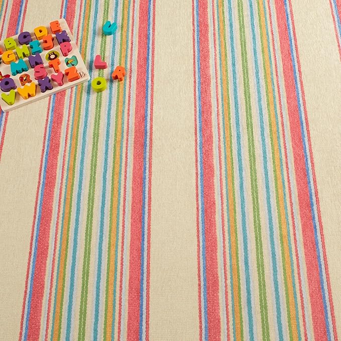 Dash & Albert Cady Stripe Multi Machine Washable Rug, 5 X 8 Feet, Multicolored Stripe Pattern - Premium Luxury Hotel Quality Soft Breathable Hypoallergenic Machine Washable Easy Care All Season