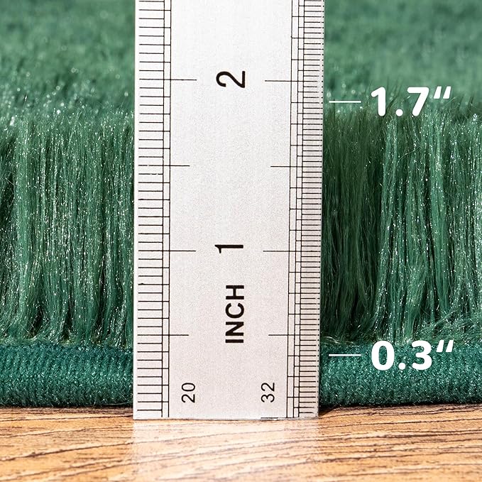Fluffy Rug Washable 5x7 Feet, Emerald Green Nursery Rug for Baby Girl Play Room Cute Large Rugs for Living Room