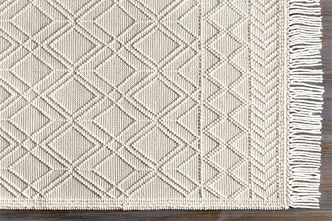 Mark&Day Wool Rugs, 8x10 Staveley Cottage Beige Area Rug, Cream White Carpet for Living Room, Bedroom or Kitchen (8' x 10')
