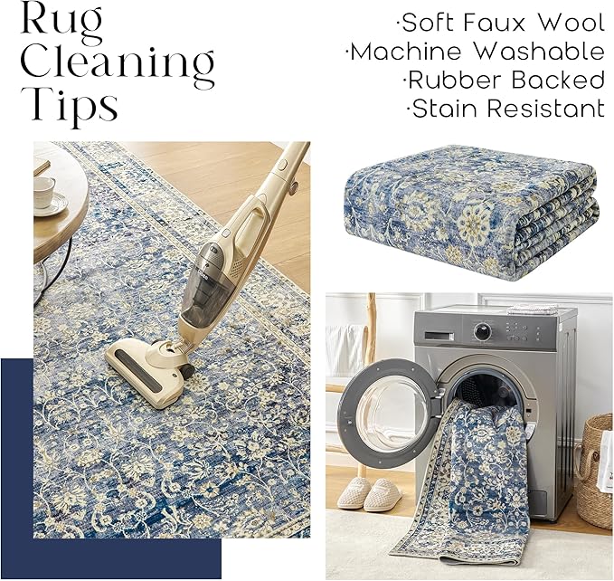 Distressed Carpet Multi Rug Blue Vintage Design Flower Area Rug 5x7 Cover Print Distressed Carpet Multi Rug Living Room Bedroom Dining Room