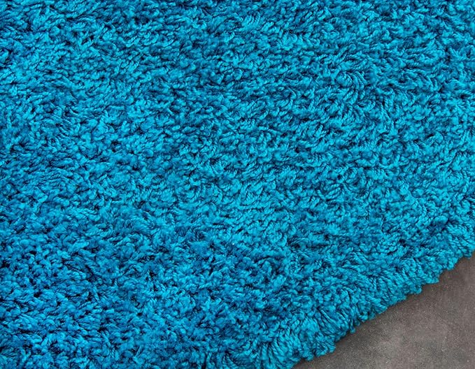 Unique Loom Solid Shag Collection Area Rug (8' Round, Turquoise)