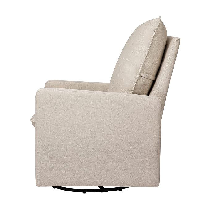 Babyletto Cali Pillowback Swivel Glider in Performance Beach Eco-Weave, Water Repellent & Stain Resistant, Greenguard Gold and CertiPUR-US Certified