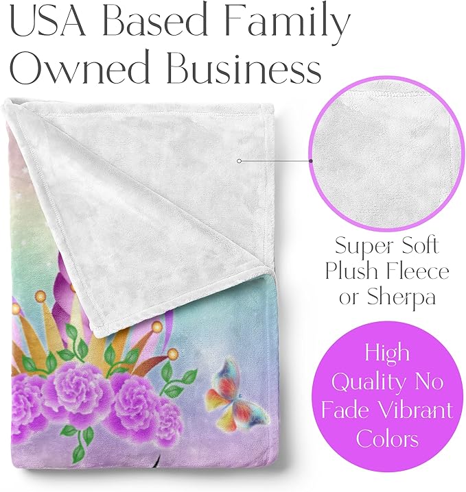 Personalized Unicorn Blanket for Kids | Girls Unicorn | Custom Plush Fuzzy Unicorns for Toddler | Customized Little Girl Throw Blankets | Baby Girl Birthday (Fleece – 60x80)