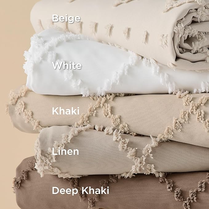 Bedsure Boho Duvet Cover King Size - Deep Khaki Breathable & Soft Boho Bedding, Machine Washable Comforter Cover for All Seasons, Includes 1 Duvet Cover 104"x90" with 2 Pillow Shams & Zipper Closure