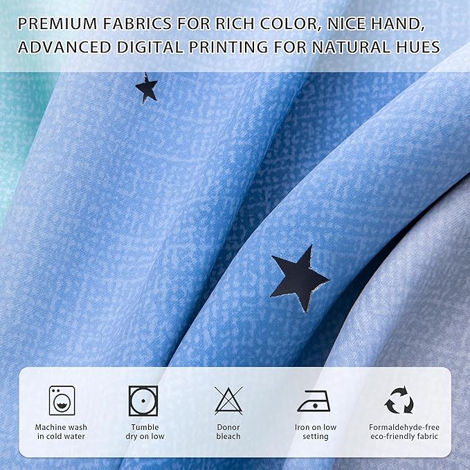 XiDi Girls Curtains for Bedroom 90 Inches Long 2 Panels Blue Green Grey Rainbow Blackout Curtains for Little Girl Kids Room Decor Living Room, Princess Unicorn Wall Decals Drapes 52x90