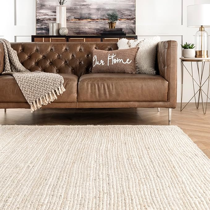 nuLOOM Oval 3x5 Rigo Jute Hand Woven Area Rug, Off White, Solid Farmhouse Design, Natural Fiber, For Bedroom, Living Room, Dining Room, Hallway, Office, Kitchen, Entryway