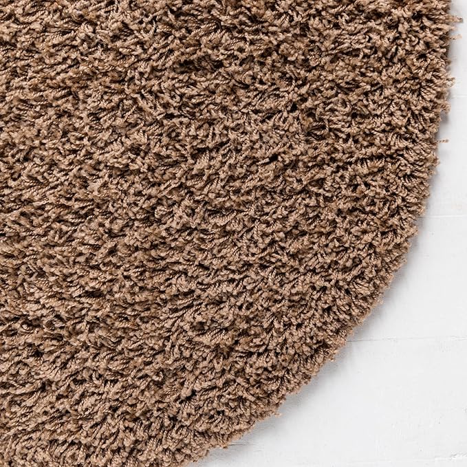 Unique Loom Solid Shag Collection Area Rug (7' 10" x 10' Oval, Sandy Brown)