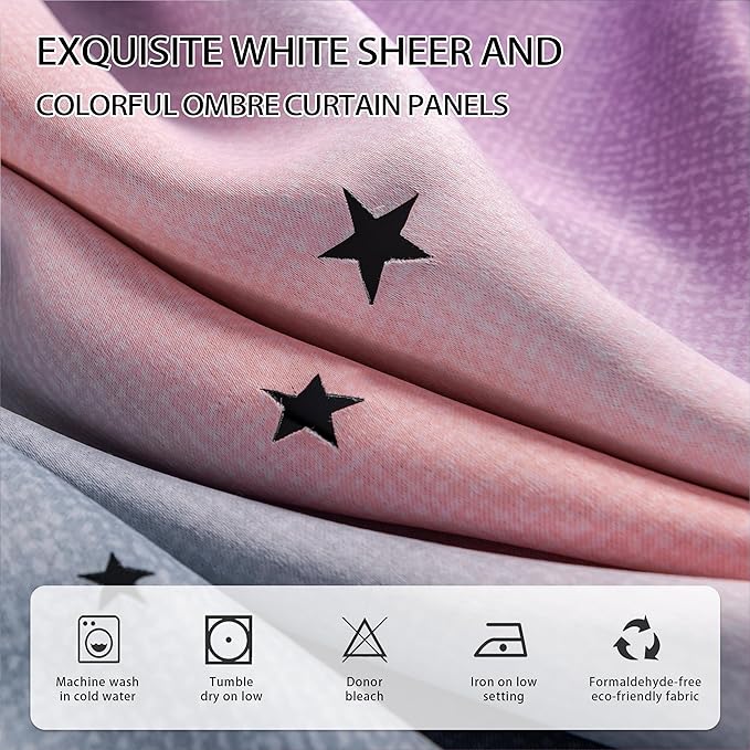 XiDi Curtains for Girls Bedroom Kids Room Unicorn Princess Theme Home Decor 84 inches Length Grey/Pink/Purple, W52 X L84 2 Panels