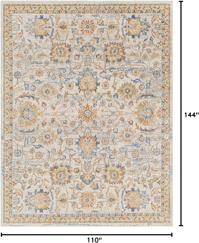 Mark&Day Washable Rugs, 9x12 Eskridge Traditional Burnt Orange Area Rug, Orange Blue Beige Carpet for Living Room, Bedroom or Kitchen (9'2" x 12', Machine Washable)