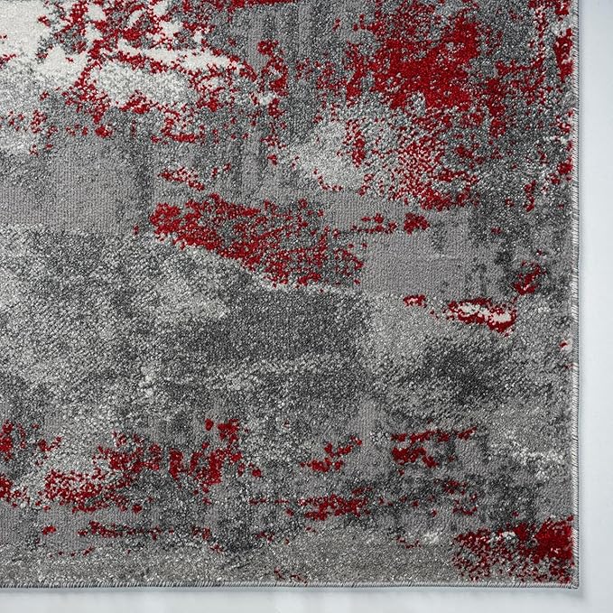 LUXE WEAVERS Lagos Collection 7681 Red 2x7 Modern Abstract Area Rug