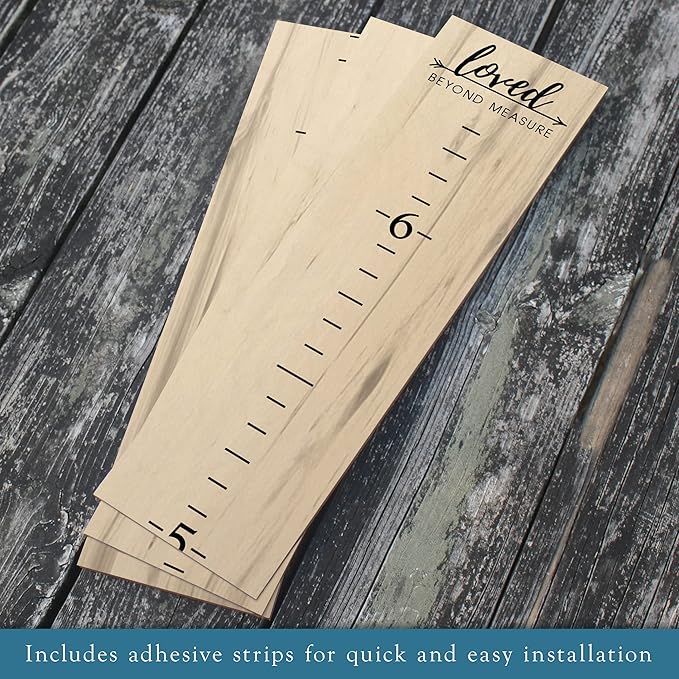 Farmhouse Style Wooden Kids Growth Chart Ruler for Boys and Girls (Weathered Natural - WHT)