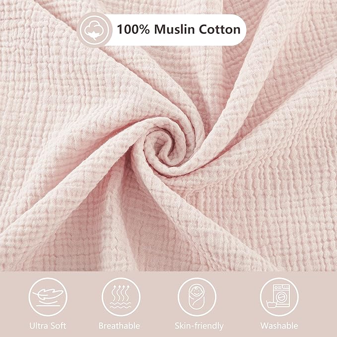Bearmoss Bassinet Sheets - 2 Pack Muslin Cotton Bassinet Sheets Fits Oval and Rectangle Bassinet Mattress, Breathable and Skin-Friendly for Baby Boy and Girl (Cream&Sand)