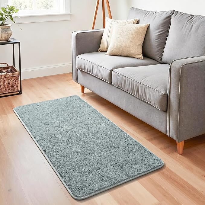 Chicrug 2x4 Minimalist Washable Runner Rugs for Bedroom Hallway, Modern Soft Memory Foam Rug for Kids Nursery, Low Plie Entryway Indoor Runner Carpet for Dorm Kitchen Bedside Living Room Decor, Grey