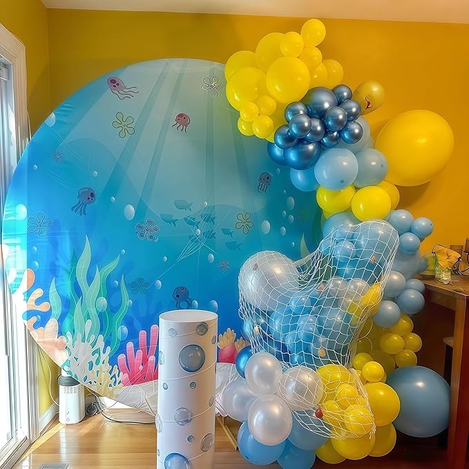 Blue and Yellow Balloons Set, 60Pcs 12 Inch Lemon Yellow Pastel Baby Sky Metallic Blue White Latex Balloons for Birthday Baby Bridal Shower Cartoon Party Deocrations Supplies