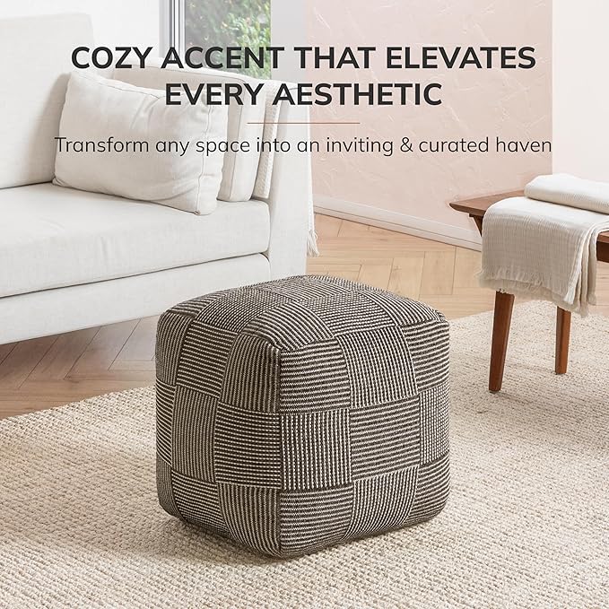 Anji Mountain 100% Handmade & Handcrafted Comfortable Home Décor Pouf Ottoman Footrest for Living Room, Bedroom, Nursery, Kidsroom, Patio Furniture - (20" x 20" x 20" - Mocha Bisque)