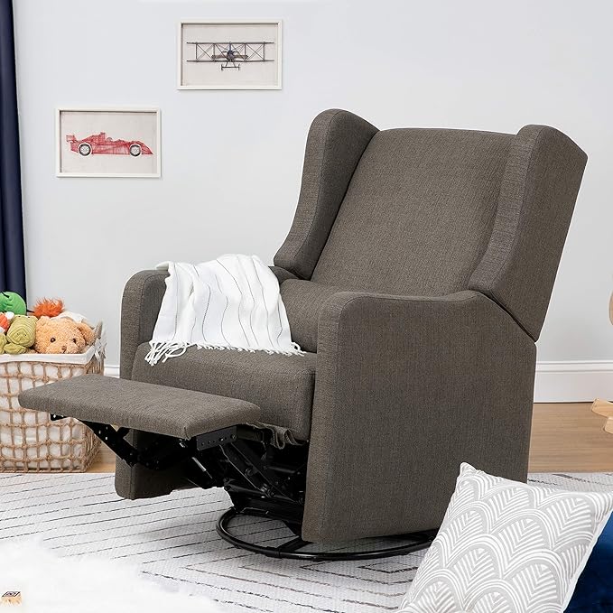 DaVinci Carter’s Arlo Glider Recliner Nursery Chair - Water & Stain Resistant Glider Rocking Chair for Nursery - GREENGUARD Gold, FSC & Certi-PUR US Certified - Cozy Swivel Rocker Recliner - Charcoal