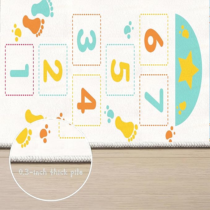 ABC Kids Educational Runner Carpet,2.7x8ft Hopscotch Rug,Soft Floor Play Non-Slip Mat,Cute Indoor Or Outdoor Play Rug for Kids - Fun Home Decor for Boys and Girls!White