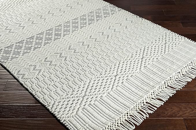 Mark&Day Wool Rugs, 8x10 Gschnitz Global Cream Area Rug, Cream Grey Carpet for Living Room, Bedroom or Kitchen (8' x 10')