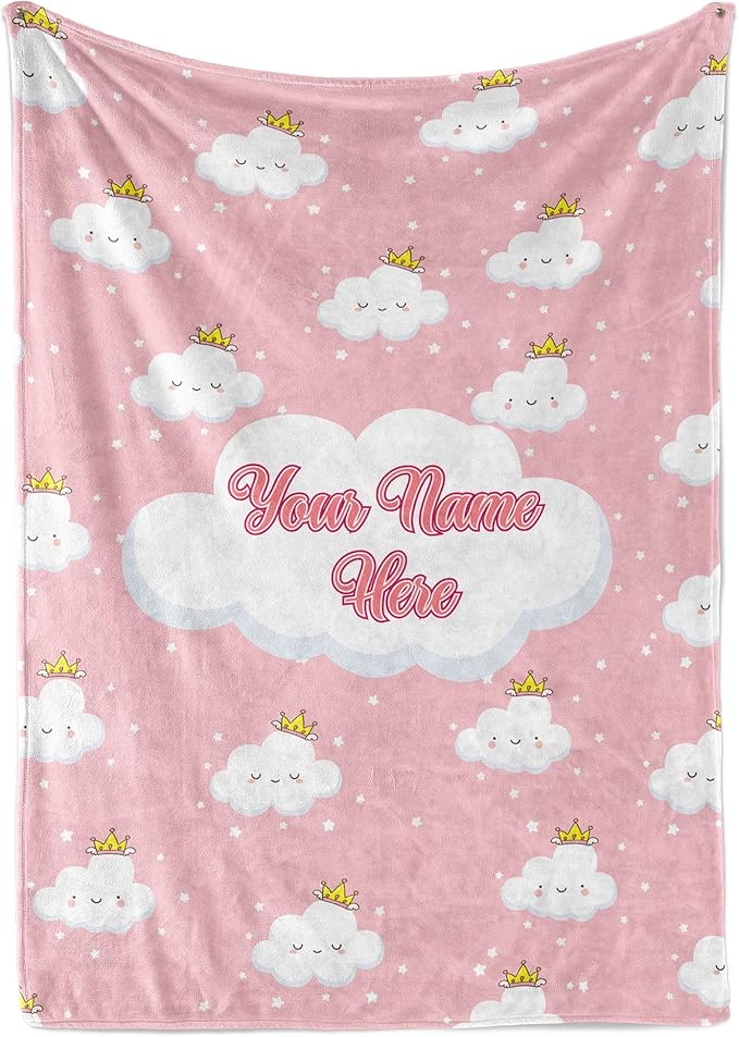 Personalized Cloud Blanket for Girls | Kids Cloud Unicorn | Custom Plush Fuzzy Rainbow for Toddler | Customized Little Girl Throw Blankets | Girl Sofa Bed Birthday | Sherpa 60x80