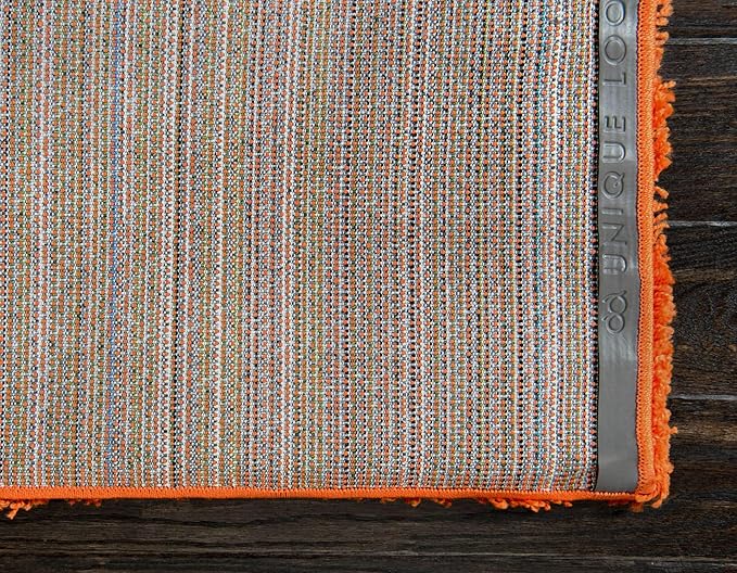 Unique Loom Solid Shag Collection Area Rug (8' x 11' Rectangle, Tiger Orange)