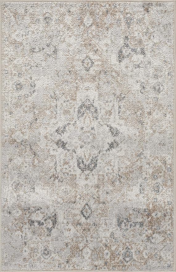 Mark&Day Washable Rugs, 2x4 Moya Traditional Hickory Area Rug, Brown Grey Beige Carpet for Living Room, Bedroom or Kitchen (2'3" x 3'9", Machine Washable)