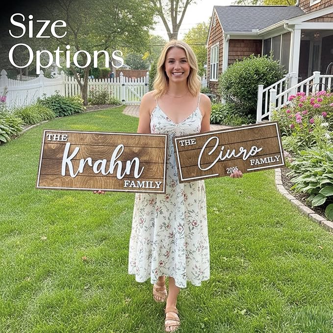 Personalized Family Name Sign - Custom Art Deco Last Name Wood Wall Decor Plaque, Rustic Farmhouse Style Wedding Gift, Housewarming Gift, Custom Wooden Wall Hanging with Established Date, Large Wall Art for Living Room or Entryway