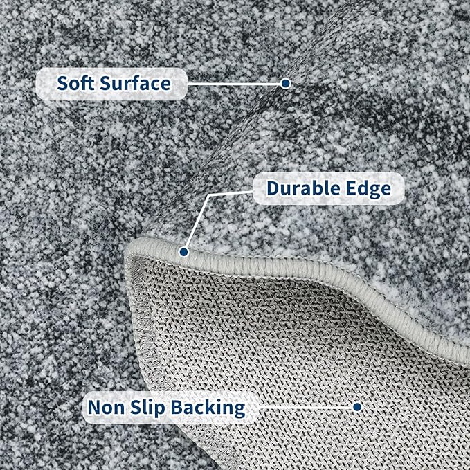 GarveeHome Scalloped Large Area Rug 10x13 Area Rug for Living Room Washable Rug Modern Rug Non Slip Throw Rugs Bedroom Rugs Low Pile Soft Stain Resistant Carpet for Dining Room Nursery 10'x13' Grey