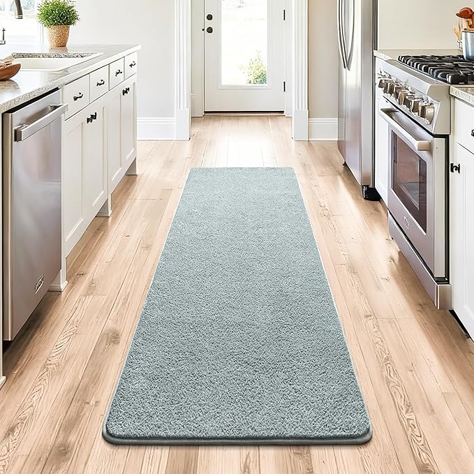 Chicrug 2x6 Minimalist Washable Runner Rugs for Bedroom Hallway, Modern Soft Memory Foam Rug for Kids Nursery, Low Plie Indoor Runner Carpet for Dorm Kitchen Bedside Living Room Decor, Grey
