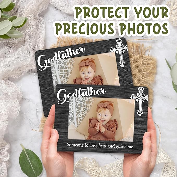 First Christmas Baptism Picture Frame, Someone to Love, Lead and Guide Me Baptism Gifts for Godfather, New Baby Boy Birthday Gift Grandparents, Catholic Baby Gift Wood Photo Frame 4 X 6 Inch - A11