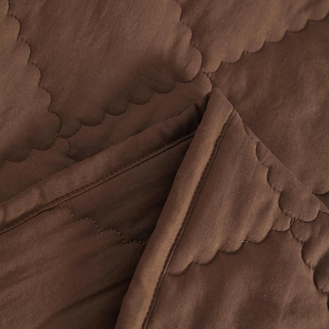 Down Alternative Toddler Comforter 39x47, Lightweight Warm Solid Color Baby Crib Quilted Blanket for Boys Girls, Coffee