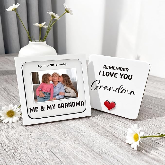 Me and My Grandma Picture Frame, Grandma Picture Frames Wooden Surprise Box, Baby Keepsake Photo, Gender Neutral Nursery Decor, Best Grandparent or First Mother's Day Gifts White