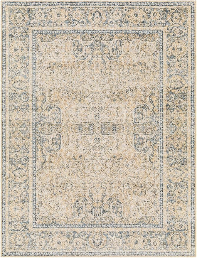 Mark&Day Washable Rugs, 2x4 East Traditional Light Gold Area Rug, Gold Blue Beige Carpet for Living Room, Bedroom or Kitchen (2'3" x 3'9", Machine Washable)