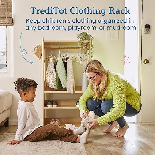 ECR4Kids TrendiTot Clothing Rack, Kids Wardrobe, Natural