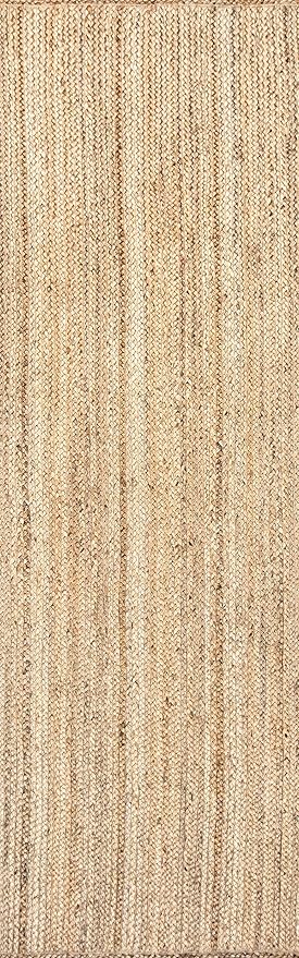 nuLOOM 2x16 Rigo Jute Hand Woven Area Rug, Natural, Solid Farmhouse Design, Natural Fiber, For Bedroom, Living Room, Dining Room, Hallway, Office, Kitchen, Entryway
