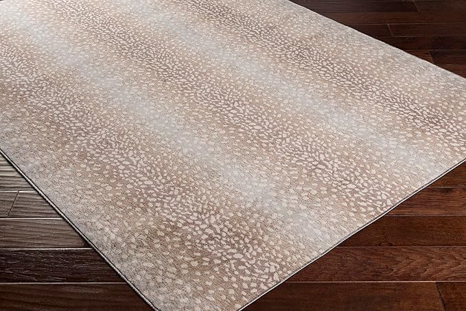 Livabliss Area Rugs - 5x7 Pablo Modern Antelope Print Camel Brown Area Rug for Living Room Bedroom - Animal Theme Non-Shedding Stain Resistant Carpet for Kitchen, Office (5'3" x 7'1")