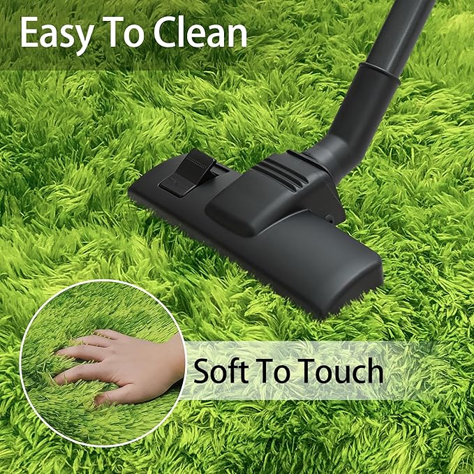 8 ft Large Fluffy Round Green Grass Area Rugs for Bedroom,Soft Shaggy Circular Rug Plush Fluffy Circle Carpet Fuzzy for Living Room Nursery Baby Toddler Room Playroom Dorm Home Decor Aesthetic