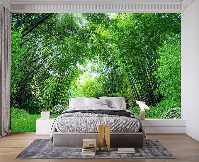 Green Bamboo Forest Wall Mural Wallpaper for Bedroom 137" x 100"