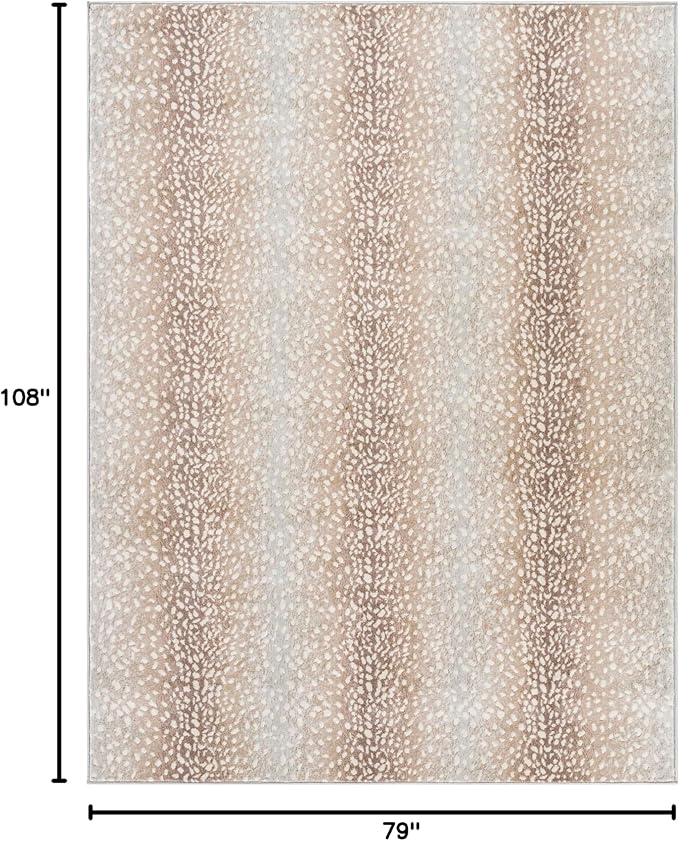Livabliss Area Rugs - 7x9 Pablo Modern Antelope Print Camel Brown Area Rug for Living Room Bedroom - Animal Theme Non-Shedding Stain Resistant Carpet for Kitchen, Office (6'7" x 9')