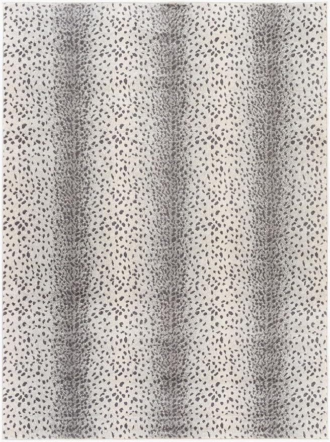 Livabliss Area Rugs - 8x10 Pablo Modern Antelope Print Grey Ivory Area Rug for Living Room Bedroom - Animal Theme Non-Shedding Stain Resistant Large Carpet for Kitchen, Office (7'10" x 10')