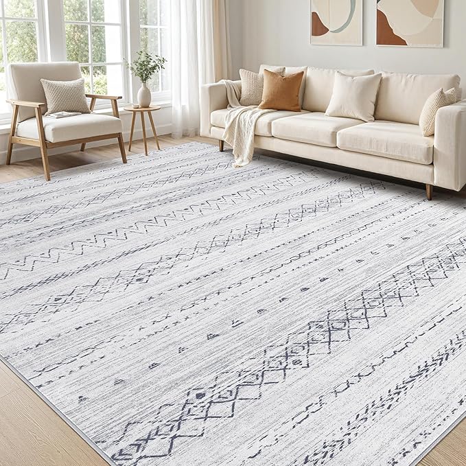 Area Rugs for Living Room Washable Living Room Rug Soft Neutral Indoor Floor Carpet Non-Slip Stain Resistant Modern Boho Rugs for Bedroom Dining Room Kids Room Nursery Office Home Brown