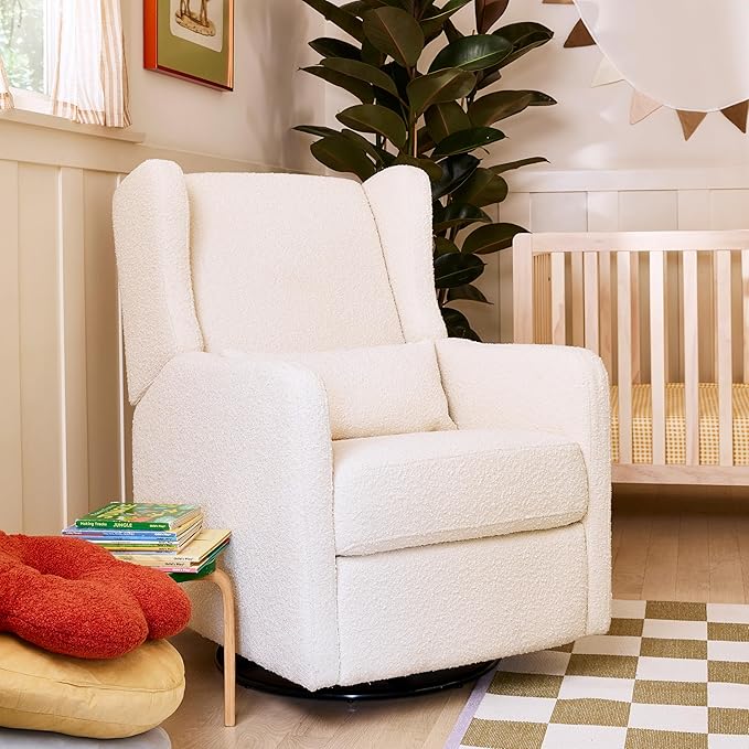 Davinci Carter’s Arlo 270° Swivel Rocker Recliner Chair - GREENGUARD Gold, FSC & Certi-PUR US Certified - Ultra Comfy Nursery Glider Recliner - Glider Rocking Chair for Nursery and Living Room, Ivory