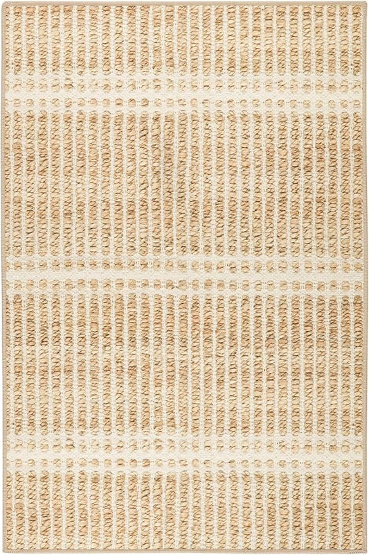 Dash & Albert Arbor Natural Machine Washable Rug, 7.5 X 9.5 Feet, Tan Stripe Pattern